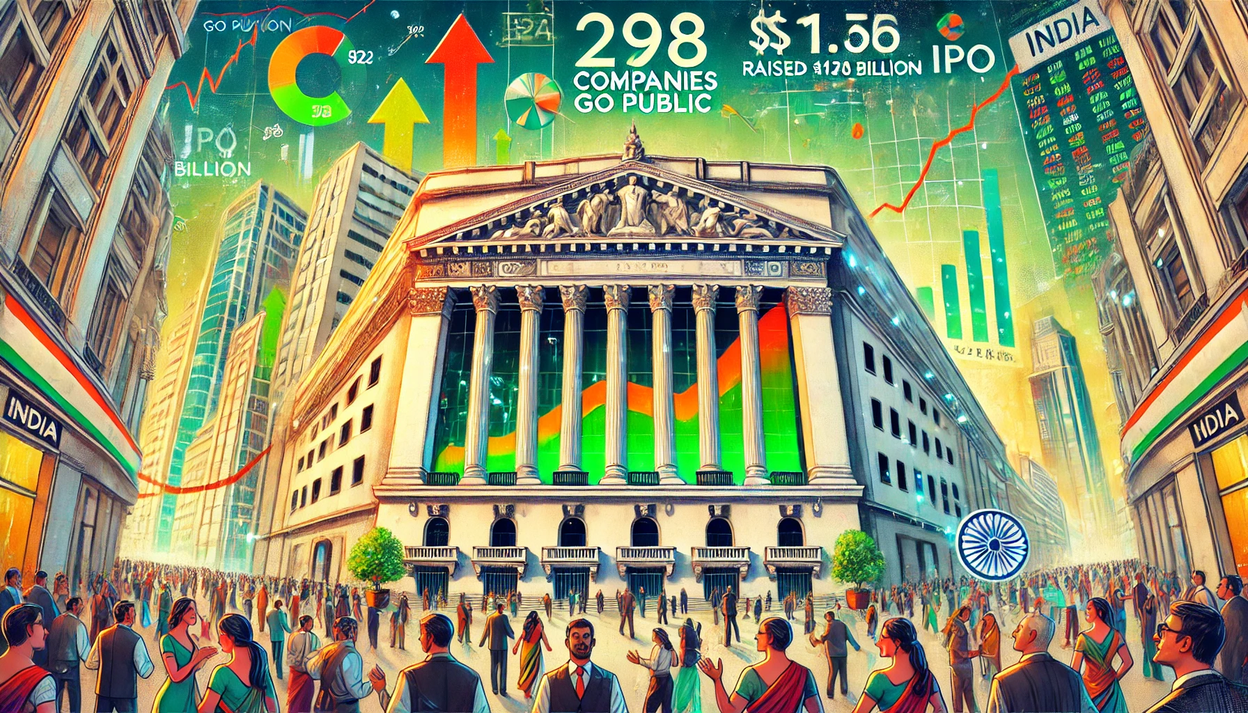 طفرة الاكتتابات العامة في الهند: 298 شركة تطرح أسهمها للاكتتاب العام وتجمع  16.6 مليار دولار في عام 2024